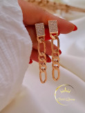 گوشواره فیگارو کوبیده جواهری آویزدار ژوپینگ کد 323
