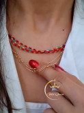 گردنبند زنجیری میناکاری قرمز ژوپینگ کد 447( هر رشته)