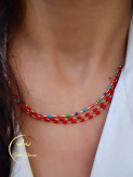 گردنبند زنجیری میناکاری قرمز ژوپینگ کد 447( هر رشته)