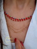 گردنبند زنجیری میناکاری قرمز ژوپینگ کد 447( هر رشته)