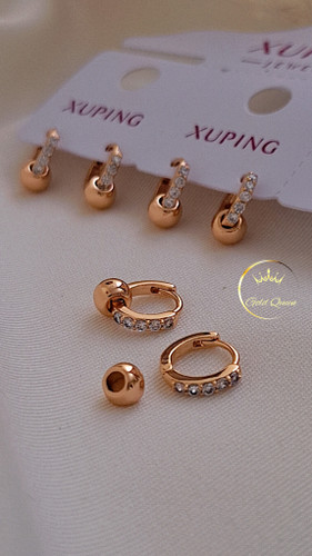 گوشواره حلقه ای جواهری توپی ظریف ژوپینگ کد 211