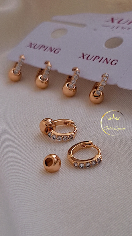 گوشواره حلقه ای جواهری توپی ظریف ژوپینگ کد 211
