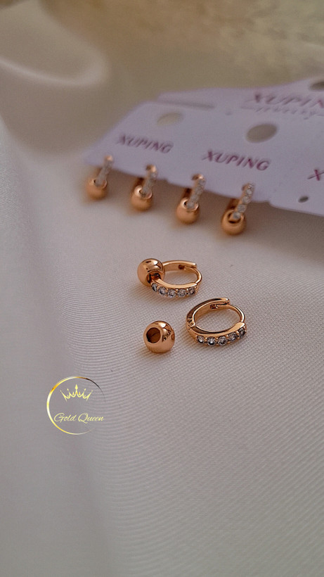 گوشواره حلقه ای جواهری توپی ظریف ژوپینگ کد 211