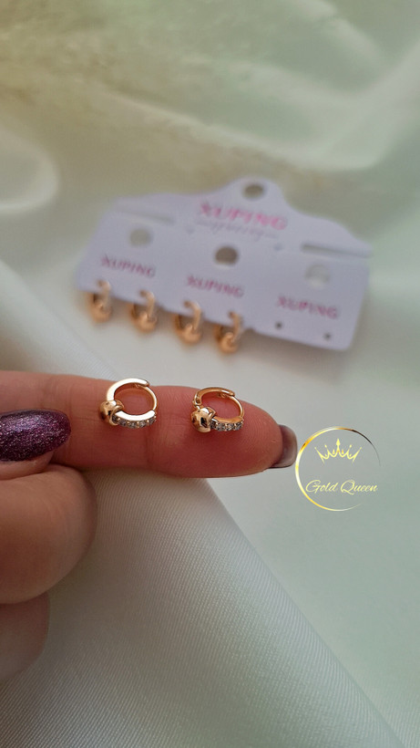گوشواره حلقه ای جواهری توپی ظریف ژوپینگ کد 211