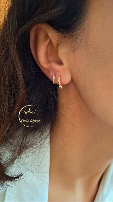 گوشواره حلقه ای جواهری توپی ظریف ژوپینگ کد 211