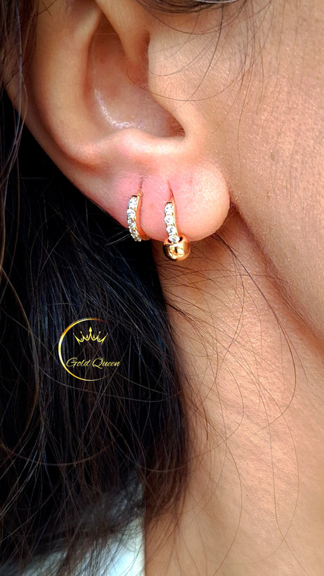 گوشواره حلقه ای جواهری توپی ظریف ژوپینگ کد 211