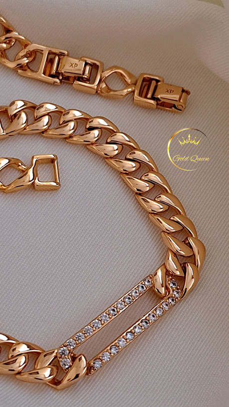 دستبند کارتیر با پلاک تمام جواهری ژوپینگ کد 356